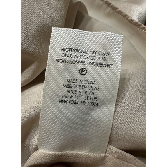 Alice + Olivia Satin Champagne Midi Slip Dress Sz 6 Asymmetric Handkerchief Hem - Picture 11 of 16